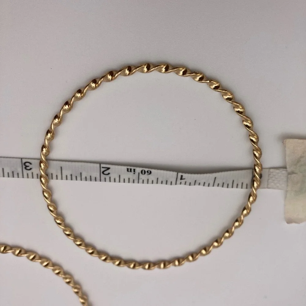 Gold Tone Twisted Rope Bangle Bracelets Set of 2 Costume Jewelry 2.75 Inch